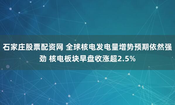石家庄股票配资网 全球核电发电量增势预期依然强劲 核电板块早盘收涨超2.5%